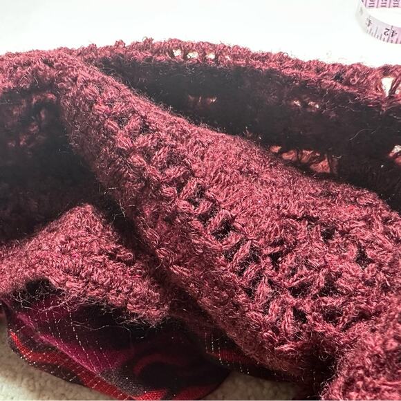 Maroon Red and Pink Textured Infinity Scarf - Picture 5 of 7